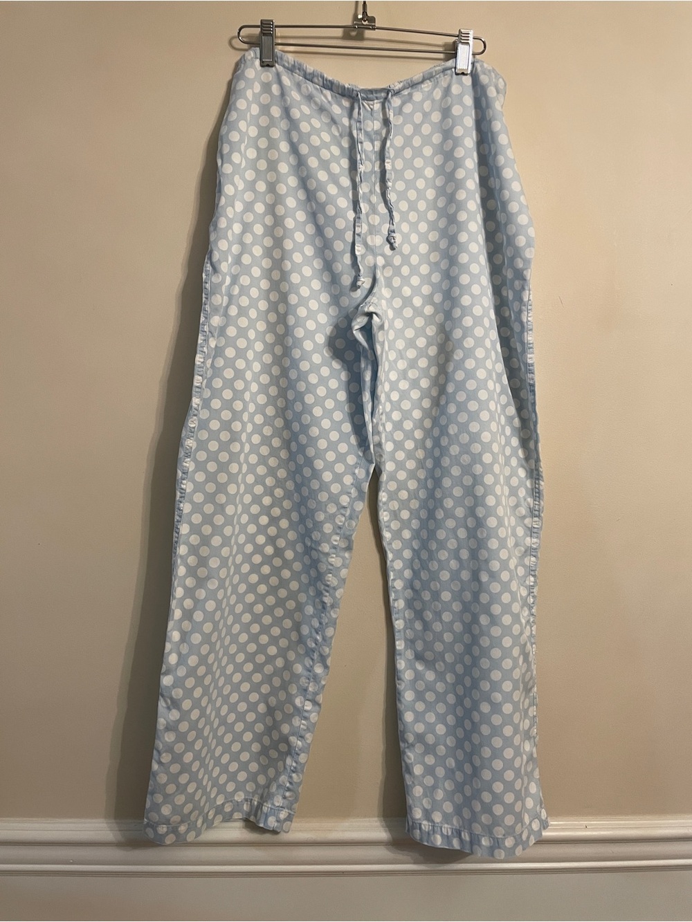 Vintage I. Magnin Light Blue White Polka Dot Pajama Set Size M Button Down Lou - Picture 4 of 10